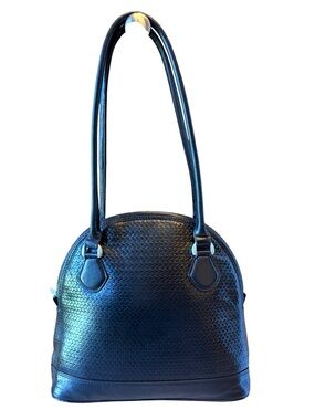 Wilsons Leather Black Shoulder Bag Embossed Purse Structured Satchel